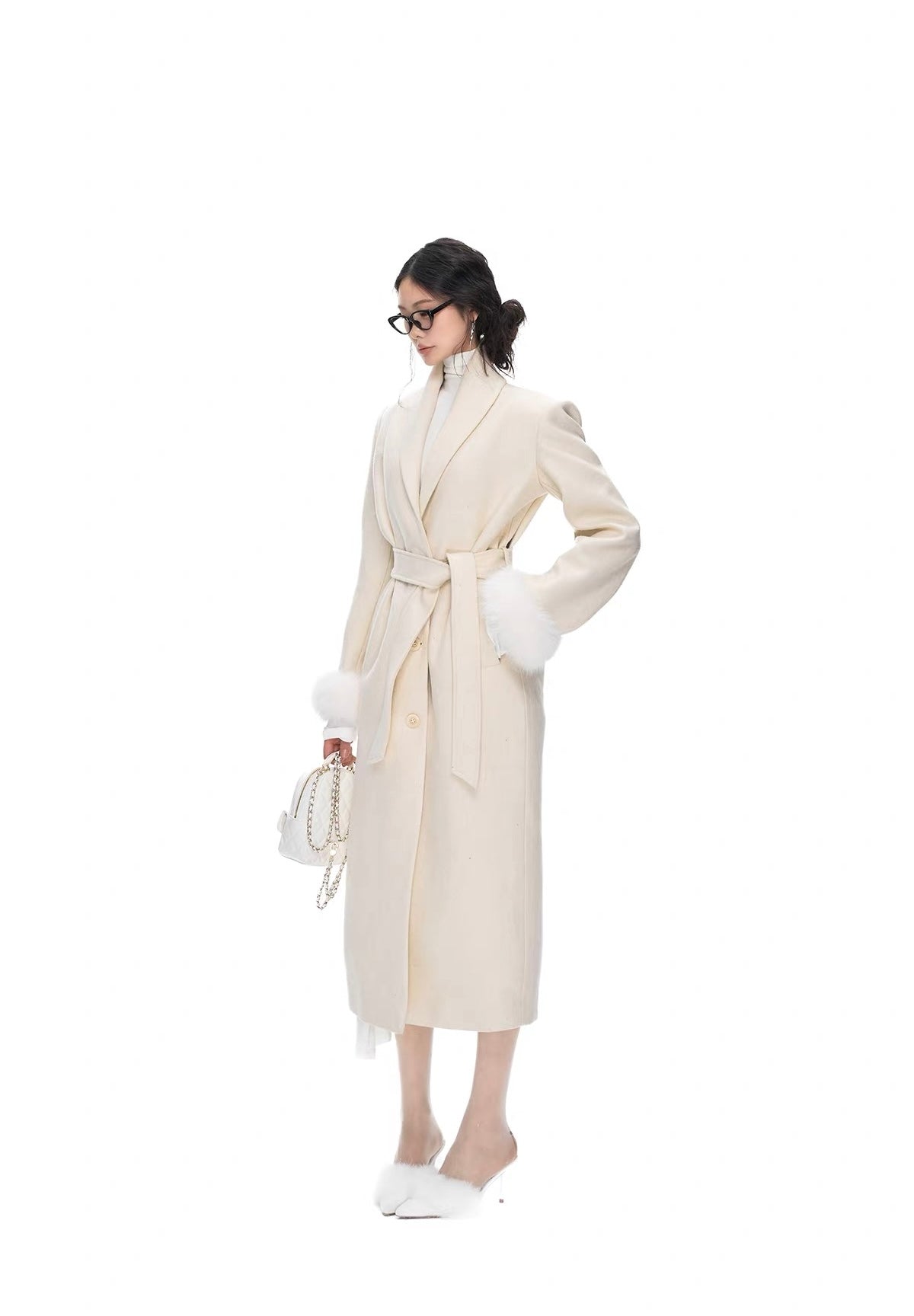 Seraphine Fur Cuff Belted Coat