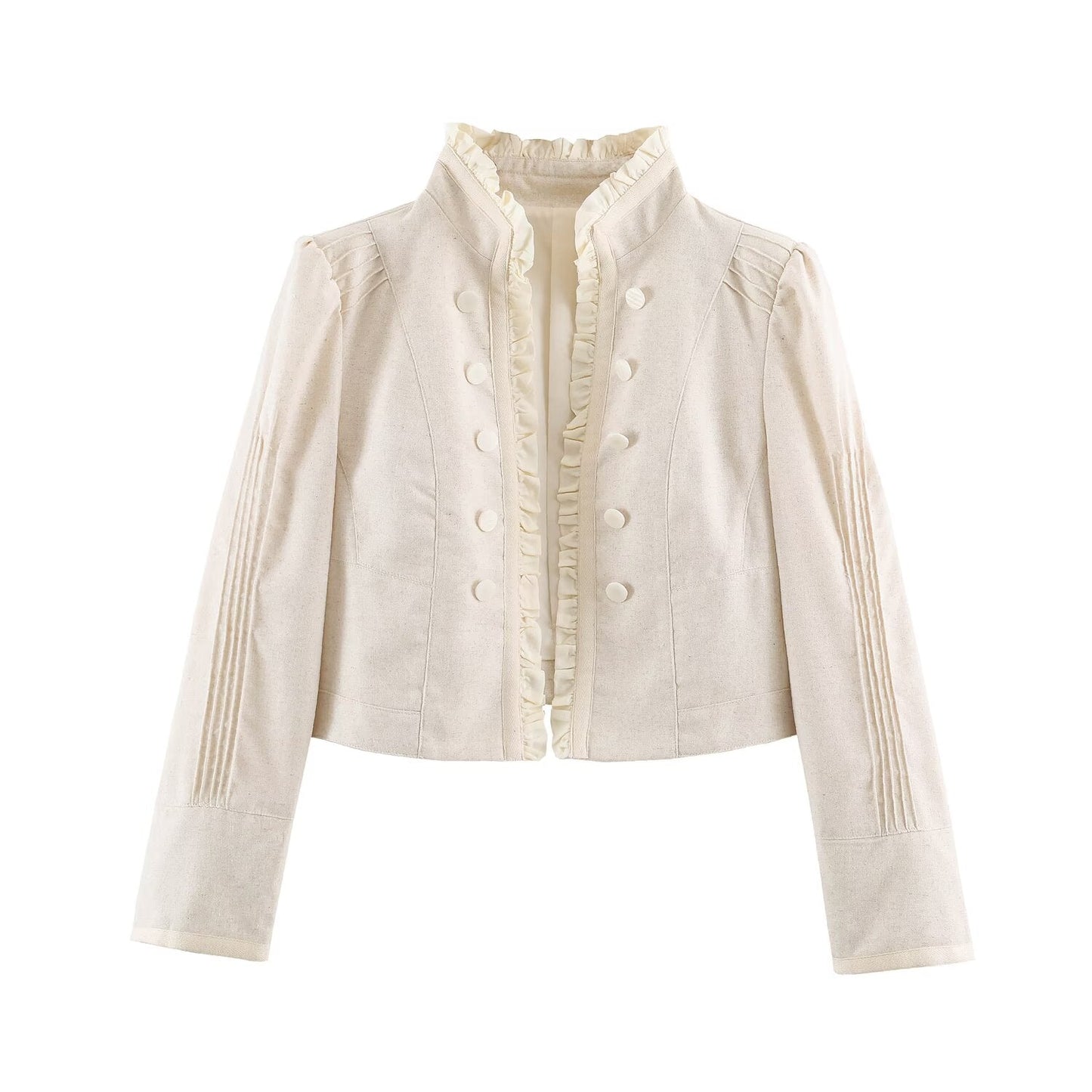 Off White Military Like jacket with Ruffle detail