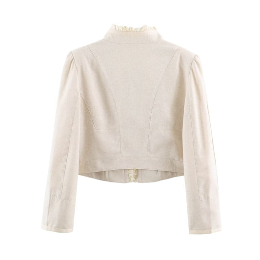 Off White Military Like jacket with Ruffle detail