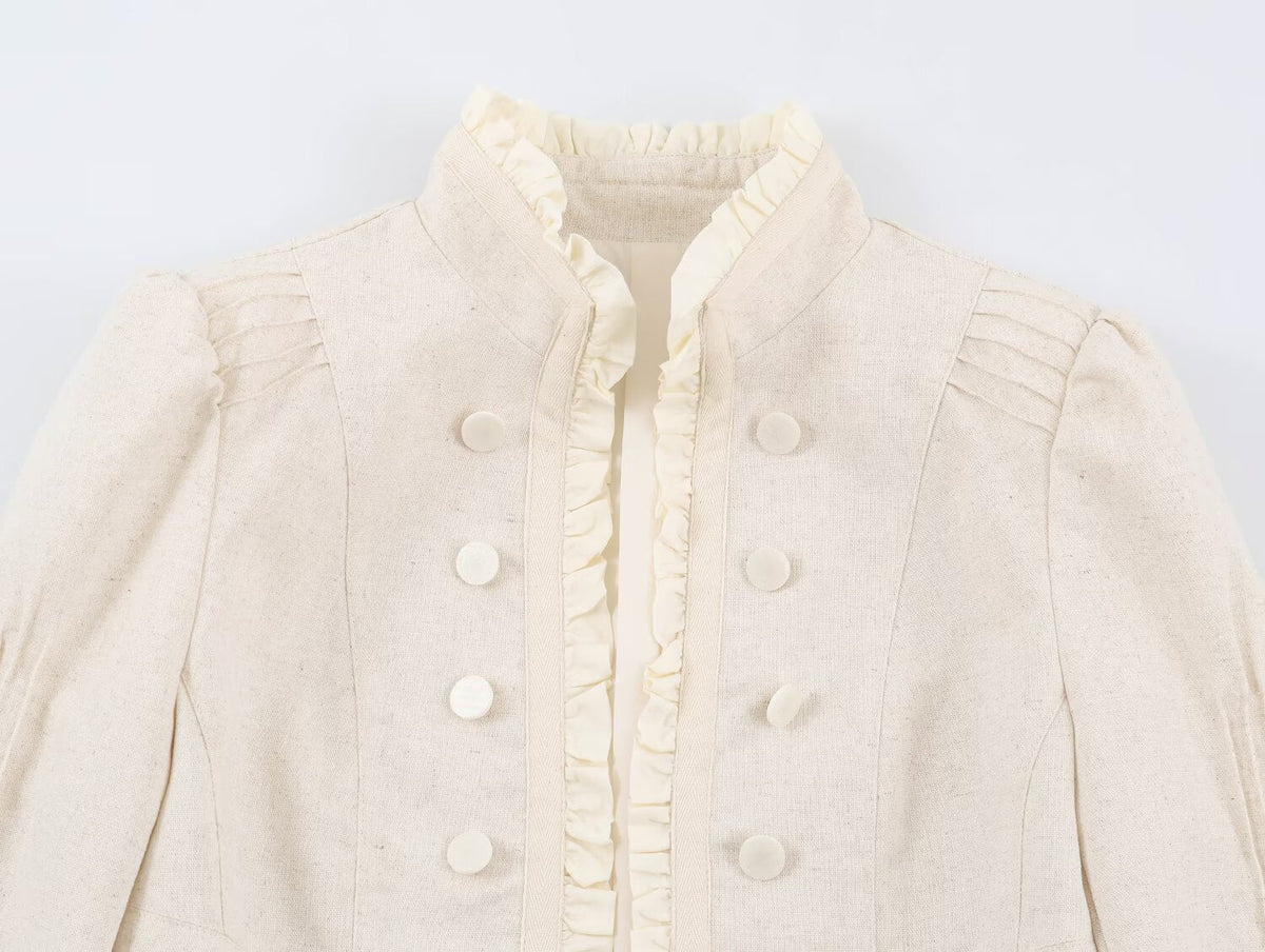 Off White Military Like jacket with Ruffle detail