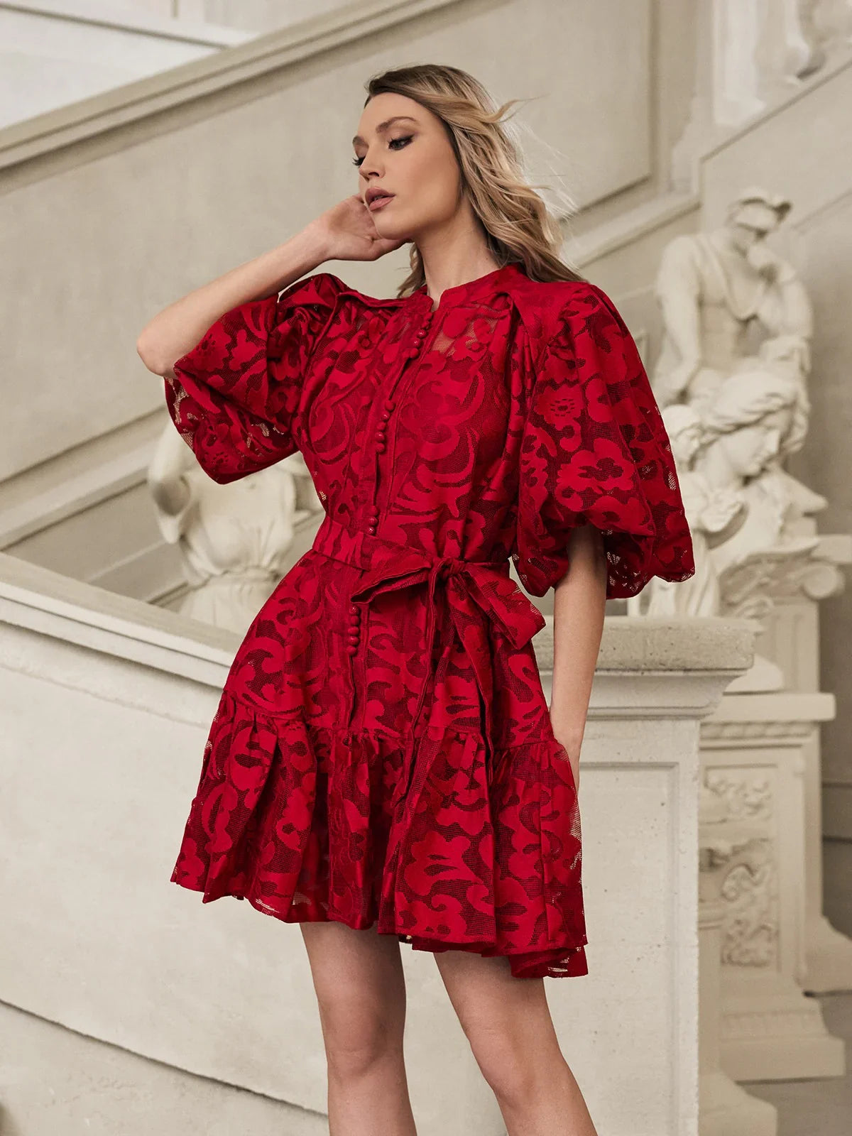 Isadora Embroidered Organza Mini Dress