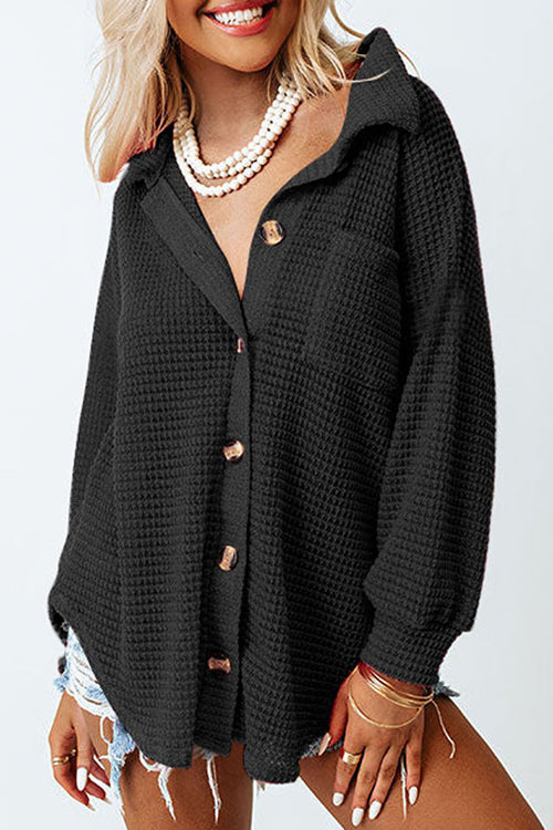 Keep It Up Button Down Long Sleeve Shacket - 9 Colors Black