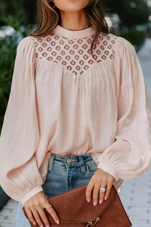 Romantic History Lace Balloon Long Sleeve Top - 6 Colors Pink