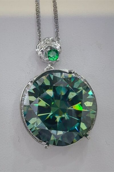 Emerald Cut 20 Carat Moissanite Necklace – 925 Silver