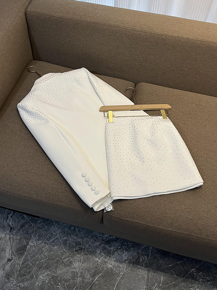 Gina white Blazer/skirt set