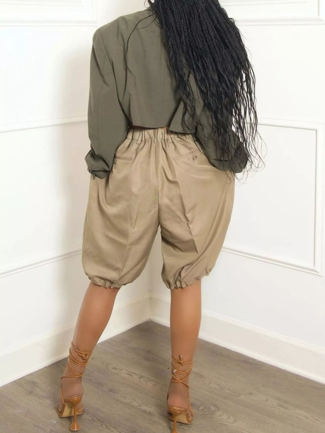 Women's Pleated Shorts - High Waisted