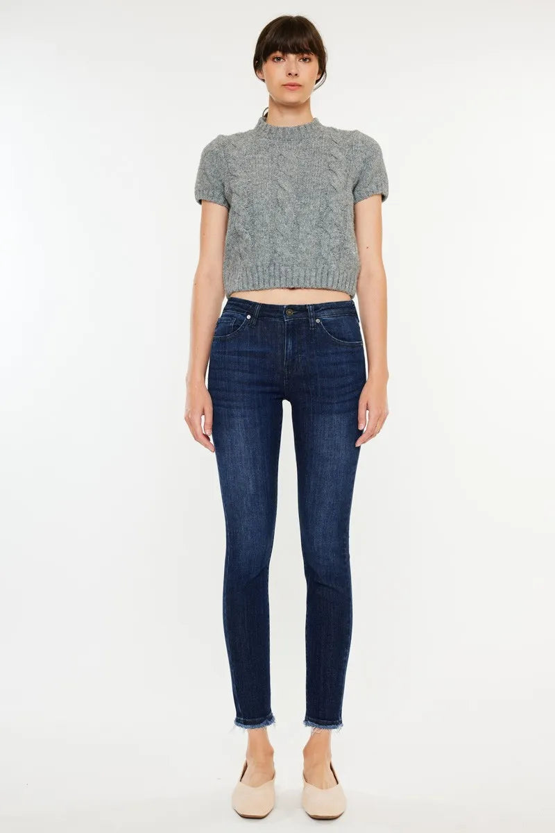 Dark Indigo High Rise Slim Ankle Jeans