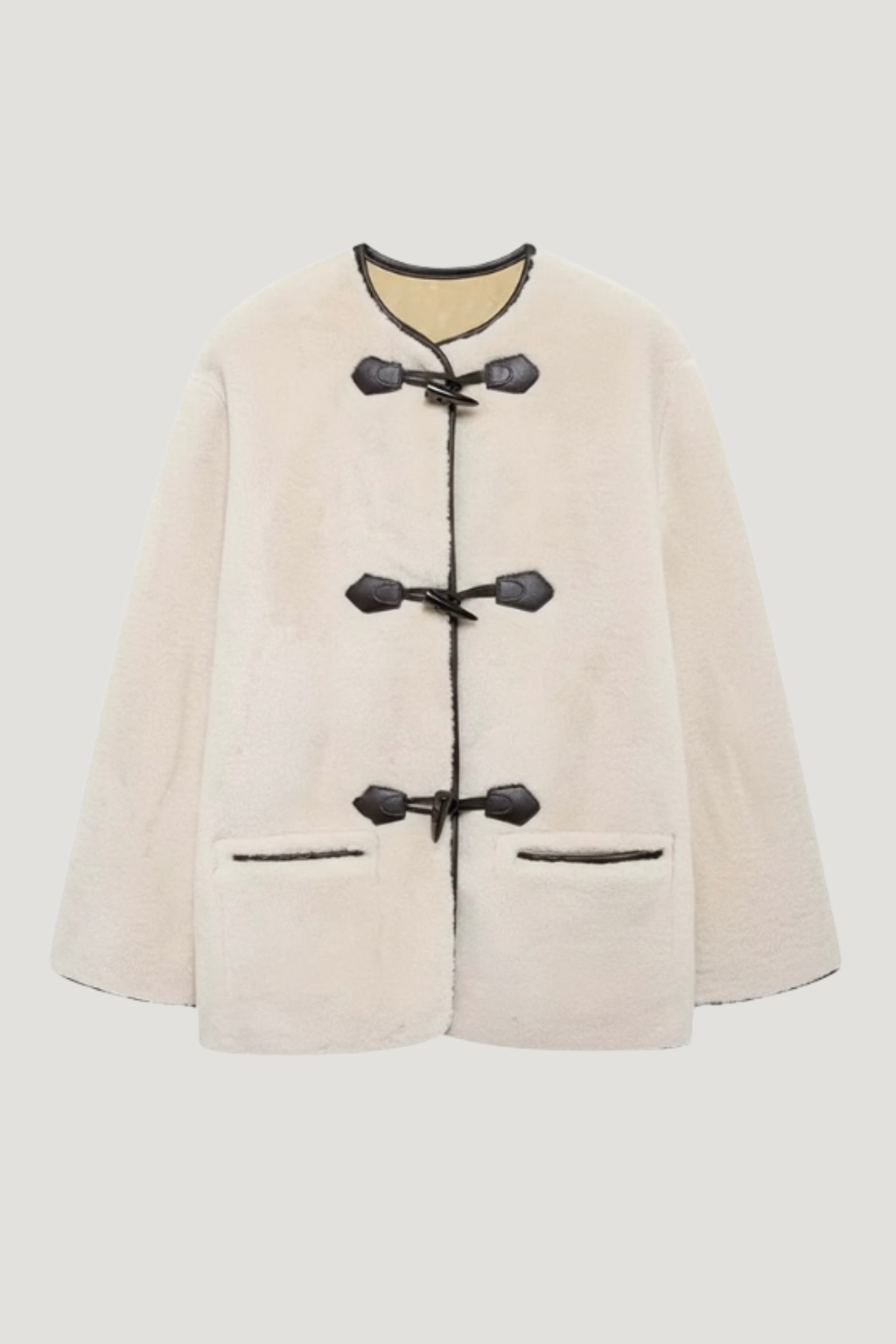 Liz | Faux Shearling Toggle Coat