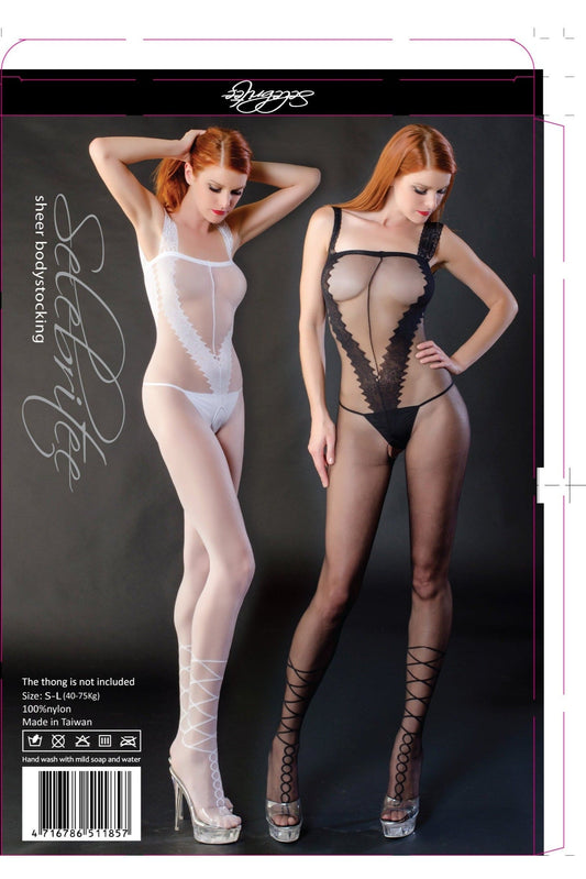Ladies Sexy Sheer Mesh Body Stocking Crotchless