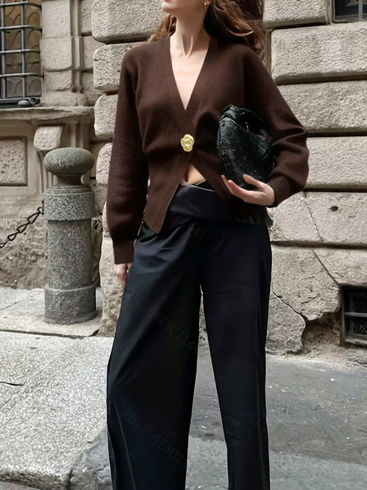 Single-Button Fitted Cardigan