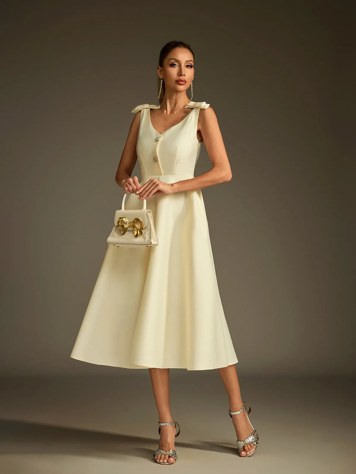 Colette Satin Fit & Flare Midi Dress