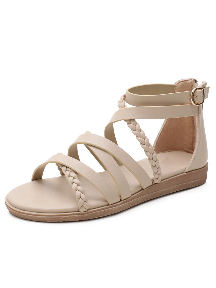 Bohemian Braided Roman Sandals Apricot