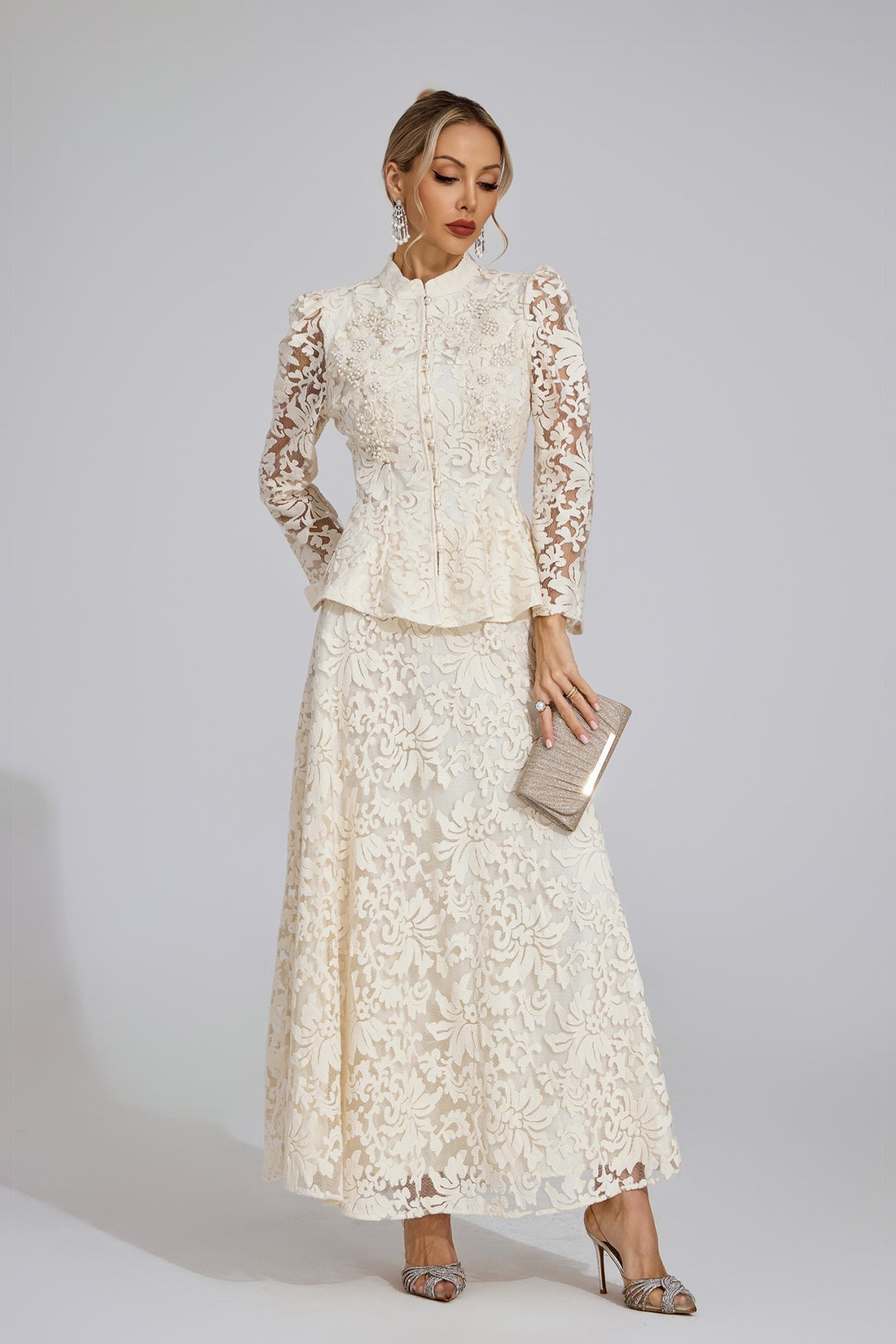 Eloise Lace Peplum Two-Piece Set
