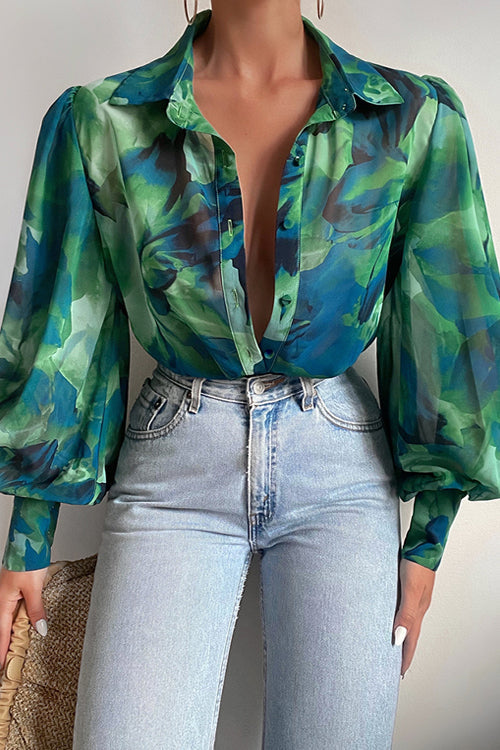 Sunny Side Of Life Floral Print Long Sleeve Top - 9 Colors Green
