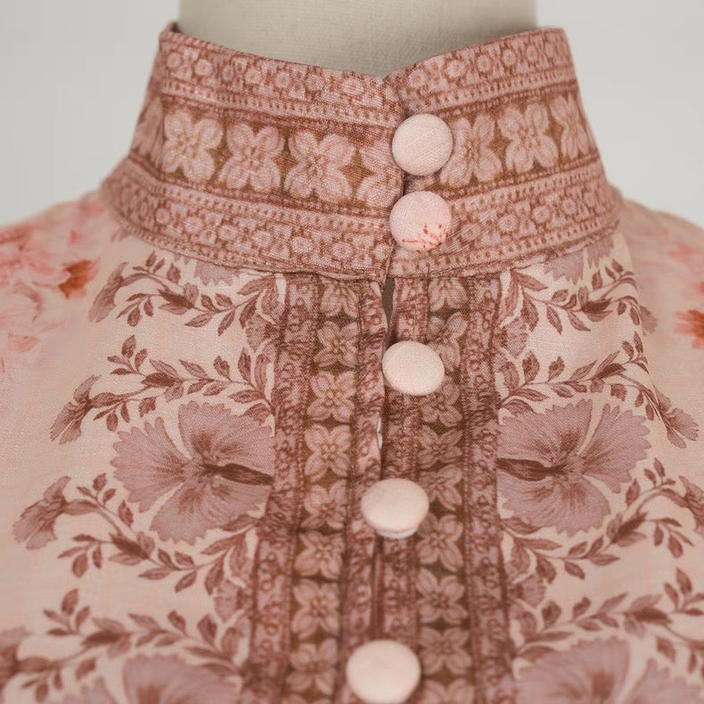 Floral Mandarin Embroidered Dress