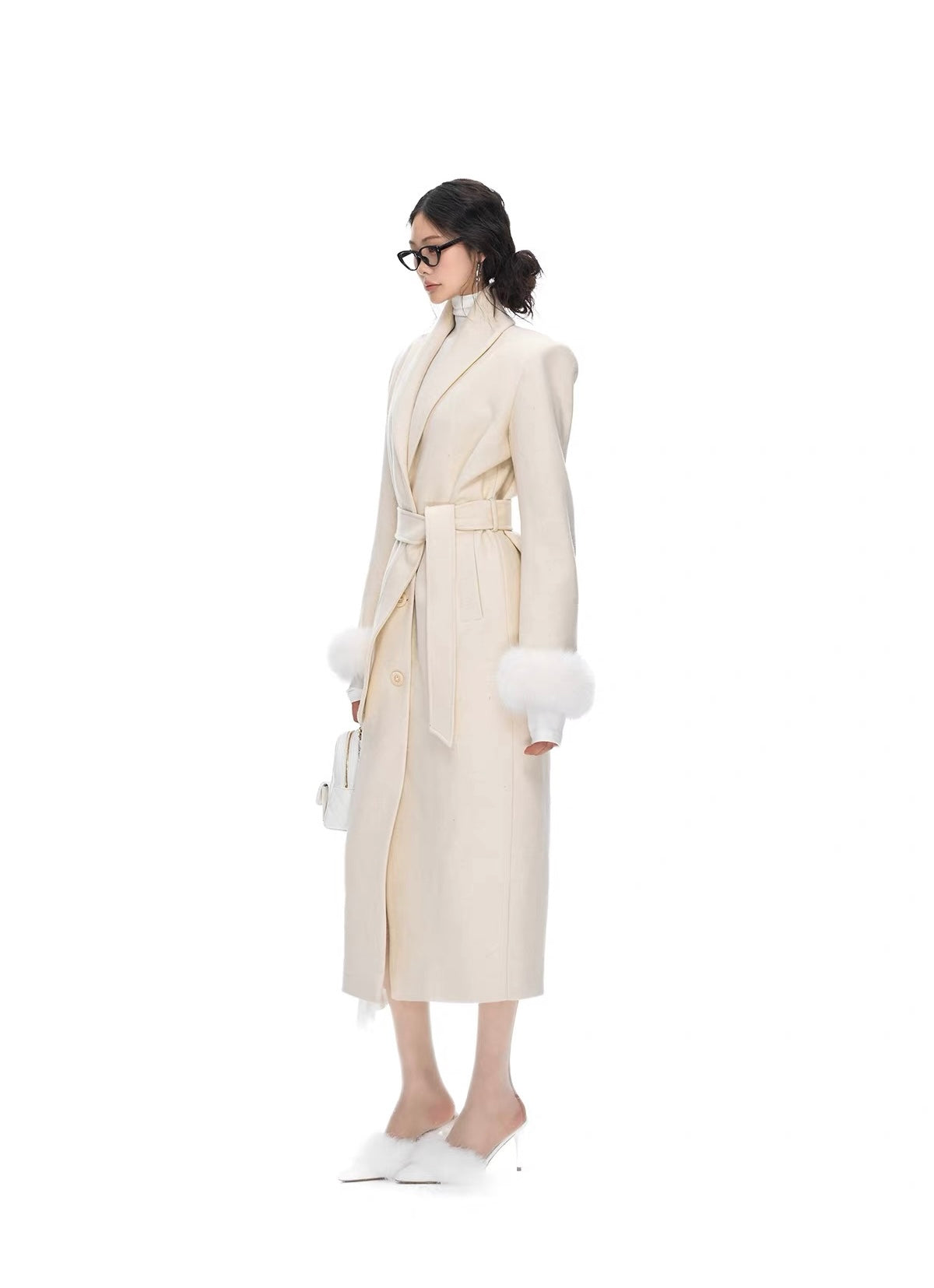 Seraphine Fur Cuff Belted Coat