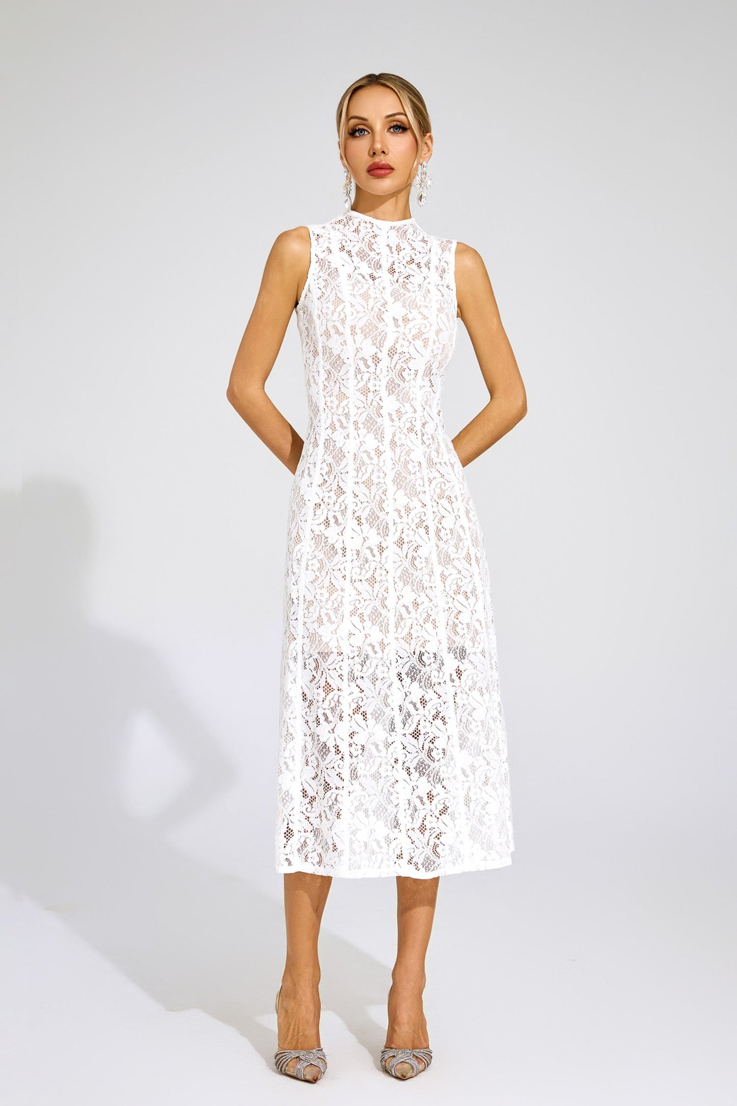 Noelle Sleeveless Lace Midi Dress