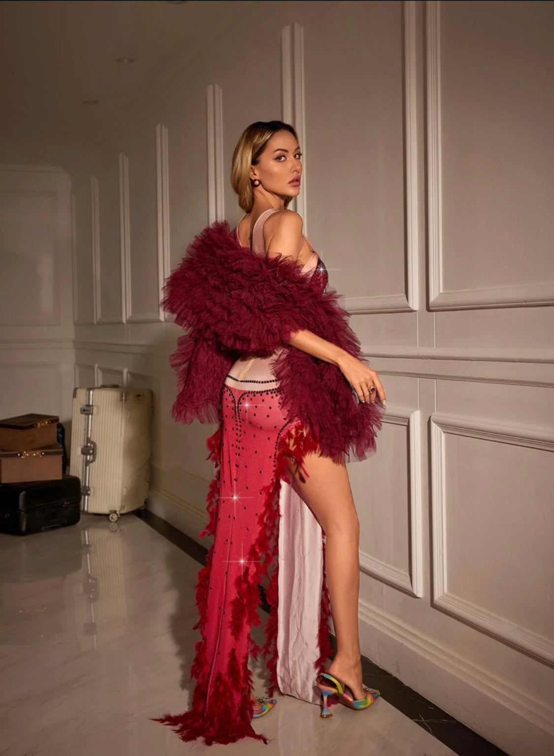 Alyn maxi dress with cape