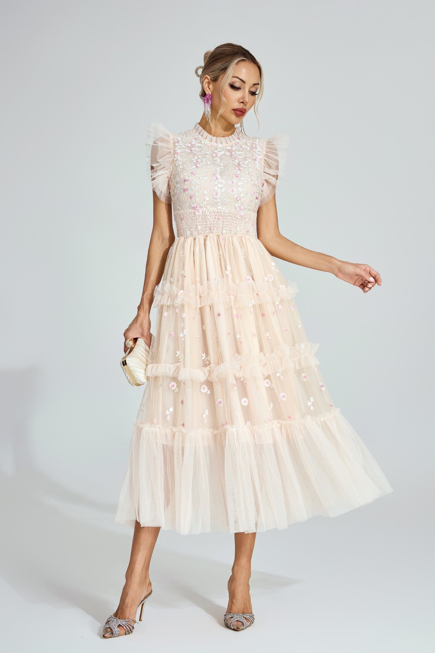 Élise Tulle Blossom Midi Dress