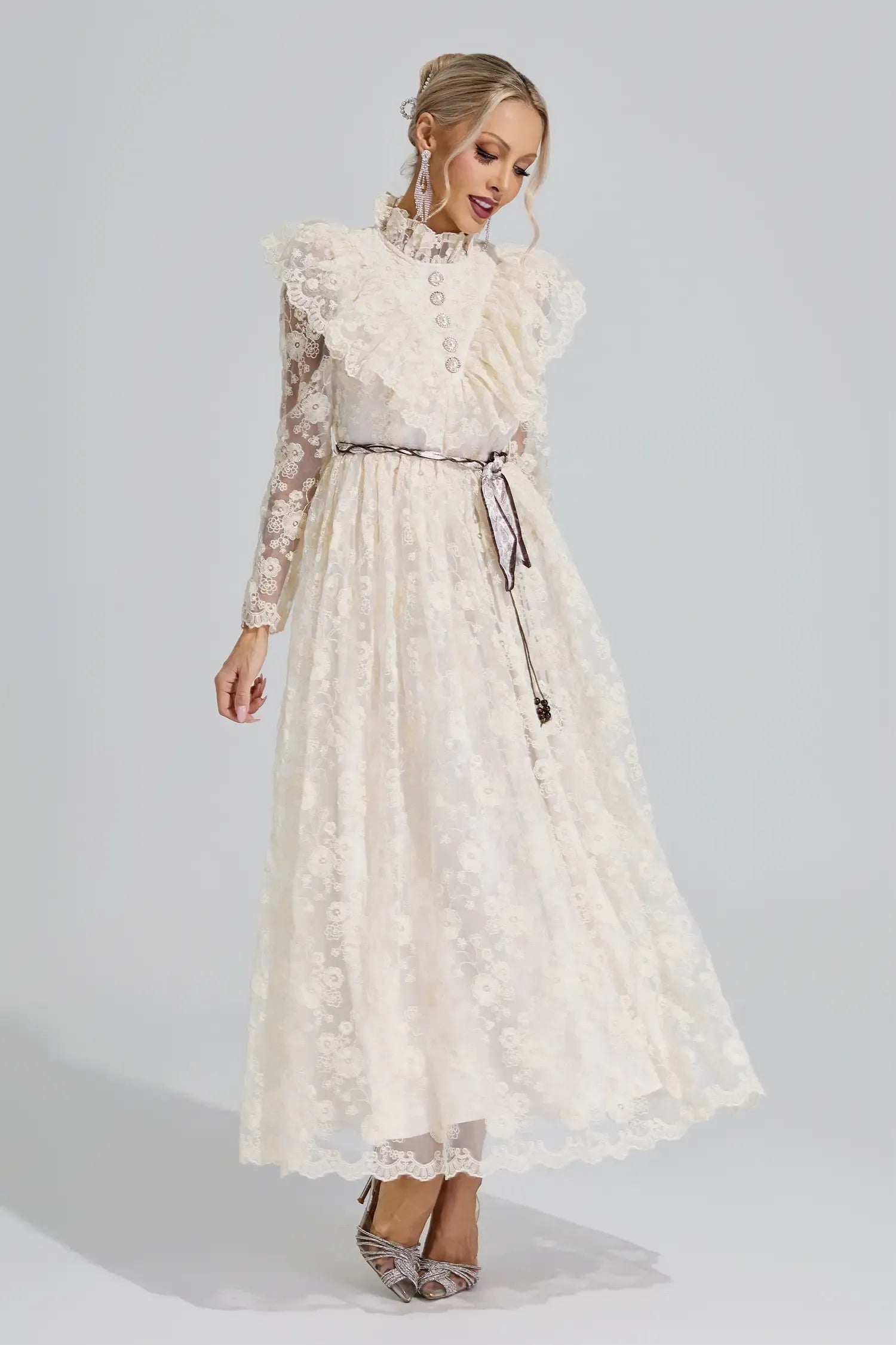 Rosalie Ruffle Lace Maxi Dress
