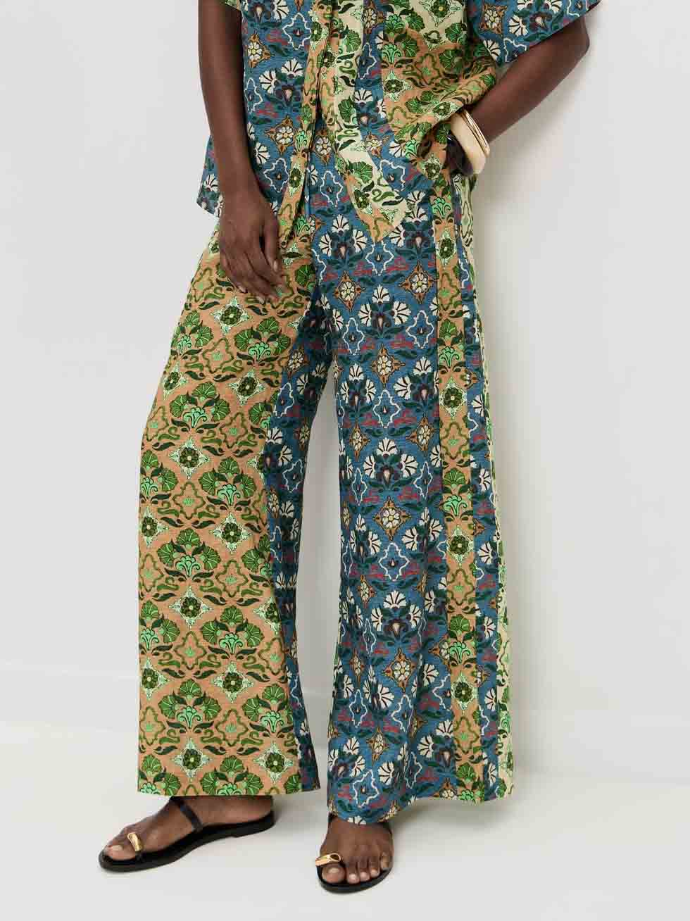 Retro Art Print Short-Sleeve Shirt Multi Pants