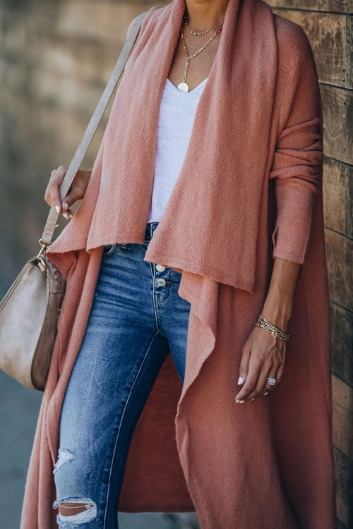 Starting Now Long Sleeve Cape Cardigan - 7 Colors Pink