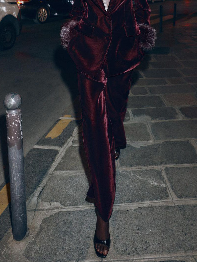 Elegant Tailored Blazer Red Pants