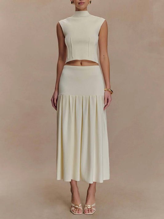 Exquisite High Neck Bandage Knit Top
