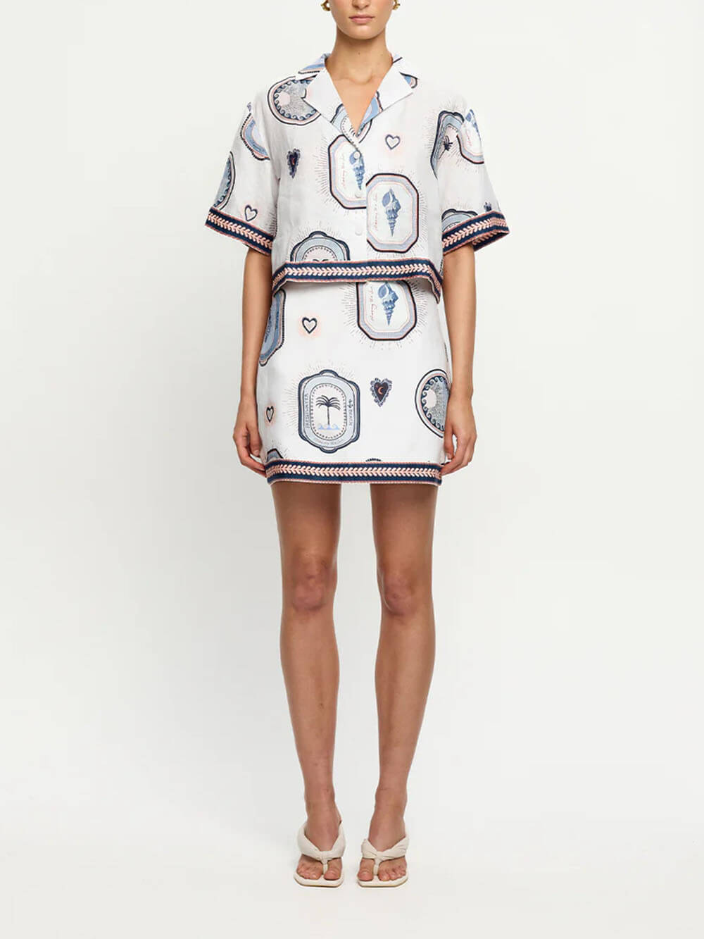 Retro Seashell Print Loose Top