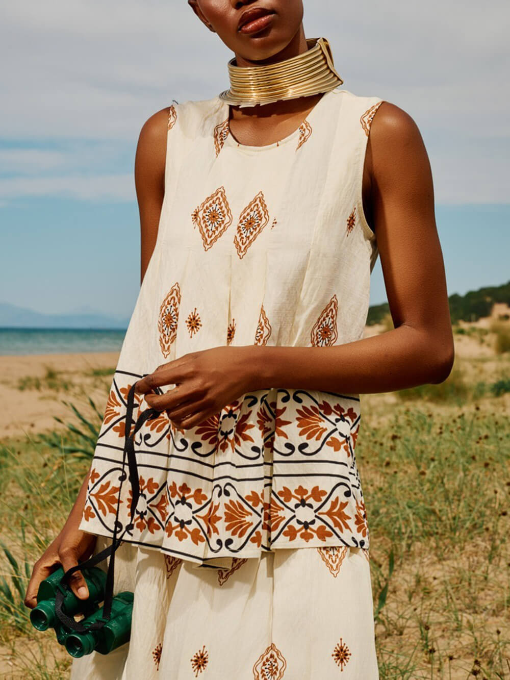 Retro Ethnic Print Sleeveless Tank Top Multicolor