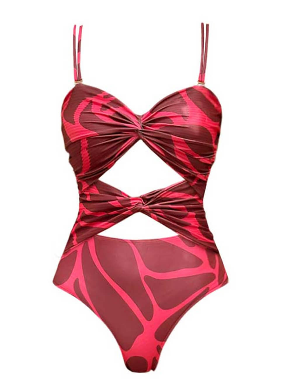 Cutout Printed One-Piece Swimsuit