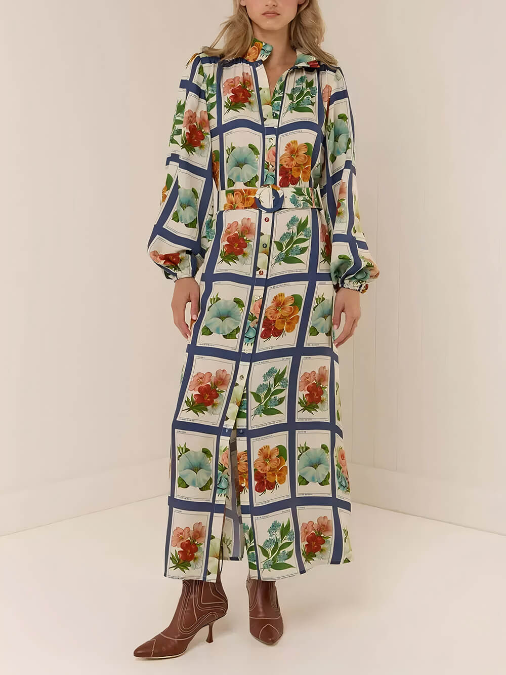 Casual Chic Linen Tie-Waist Maxi Dress Blue