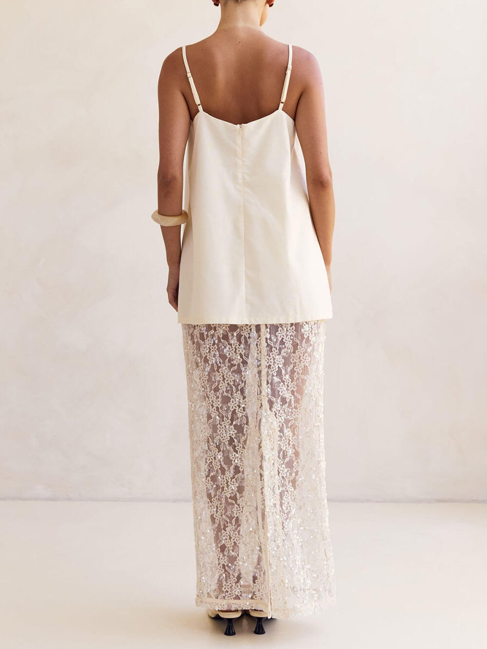 Elegant Off-Shoulder Adjustable Strap Straight-Hem A-Line Top