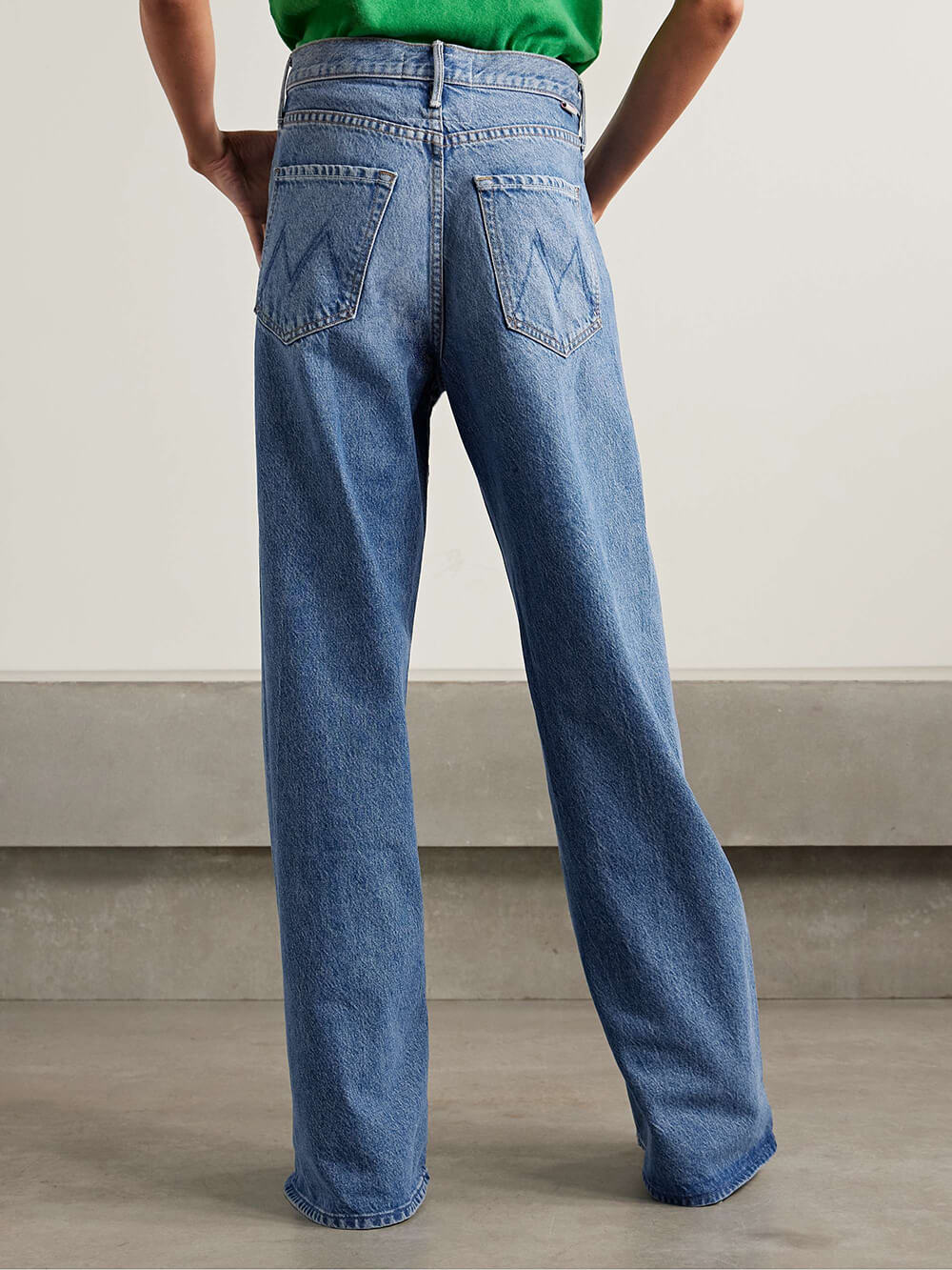 Modern Asymmetric Panel Mid-Rise Wide Leg Jeans