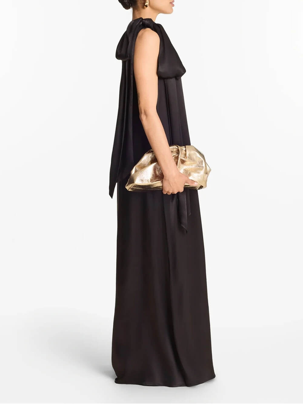 Elegant One-Shoulder Bow-Detail Flowing Maxi Dress