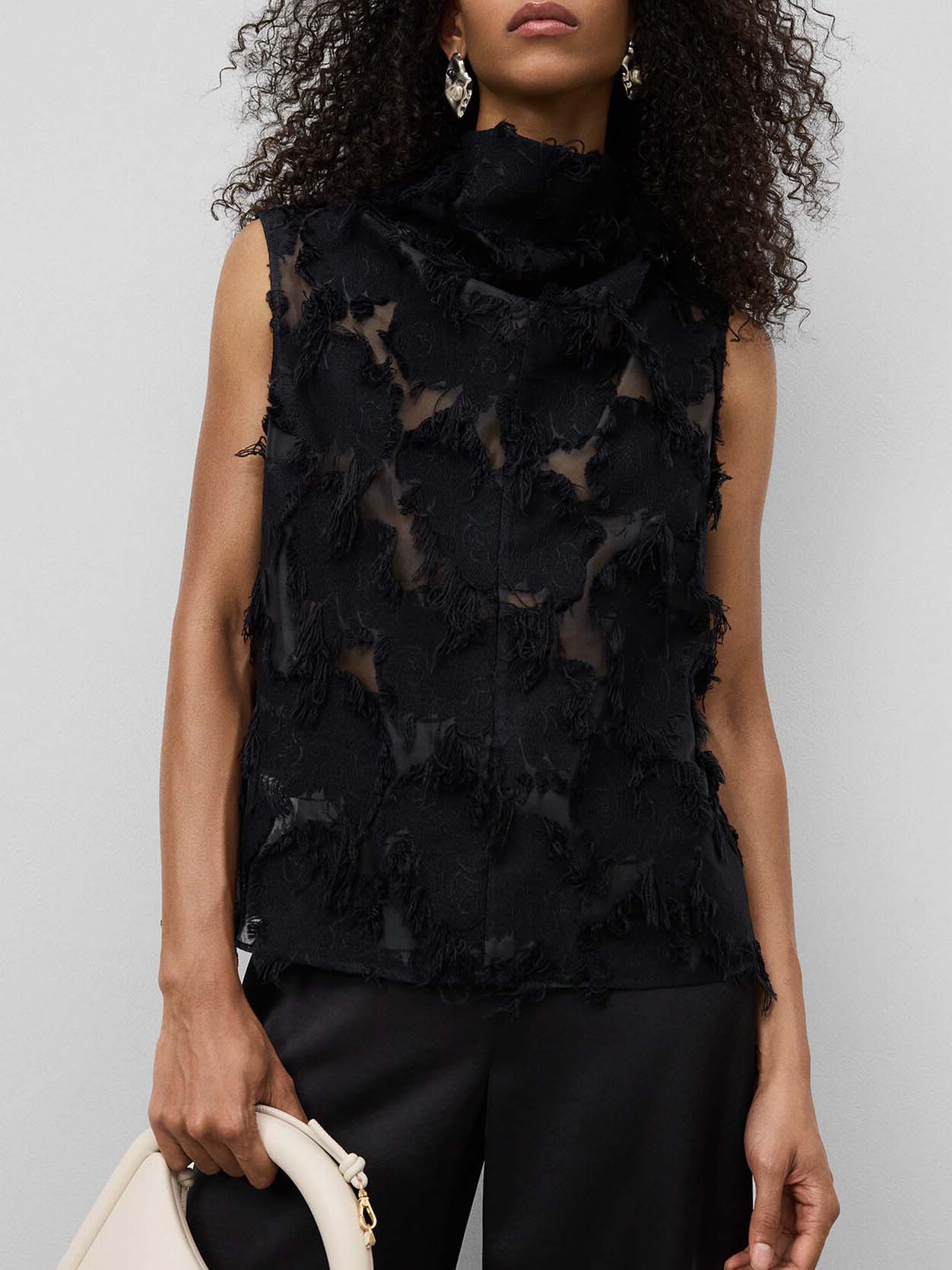 Elegant Satin Wide-leg Pants Black Top
