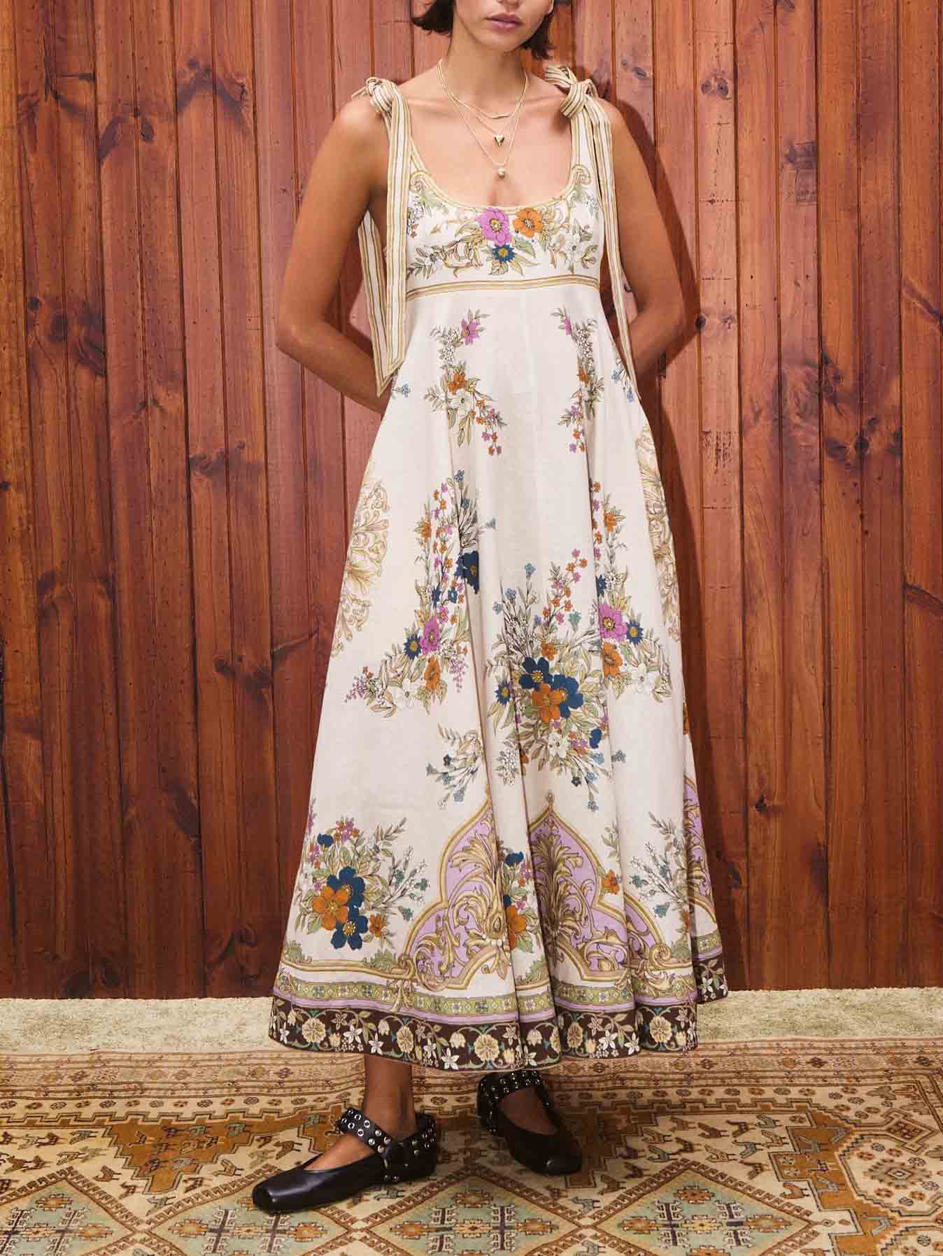 Exquisite Bohemian Print Strappy Maxi Dress Multi