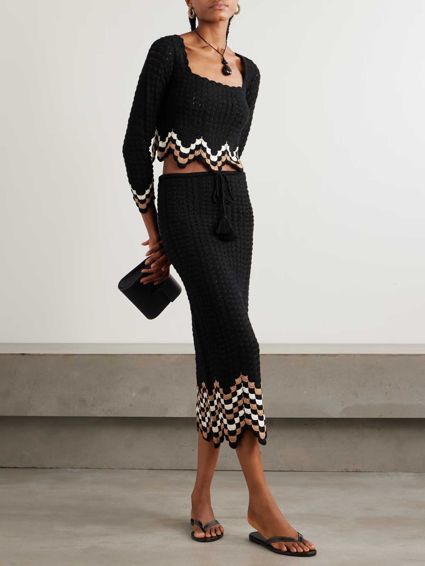 Exquisite Crochet Scalloped Midi Skirt