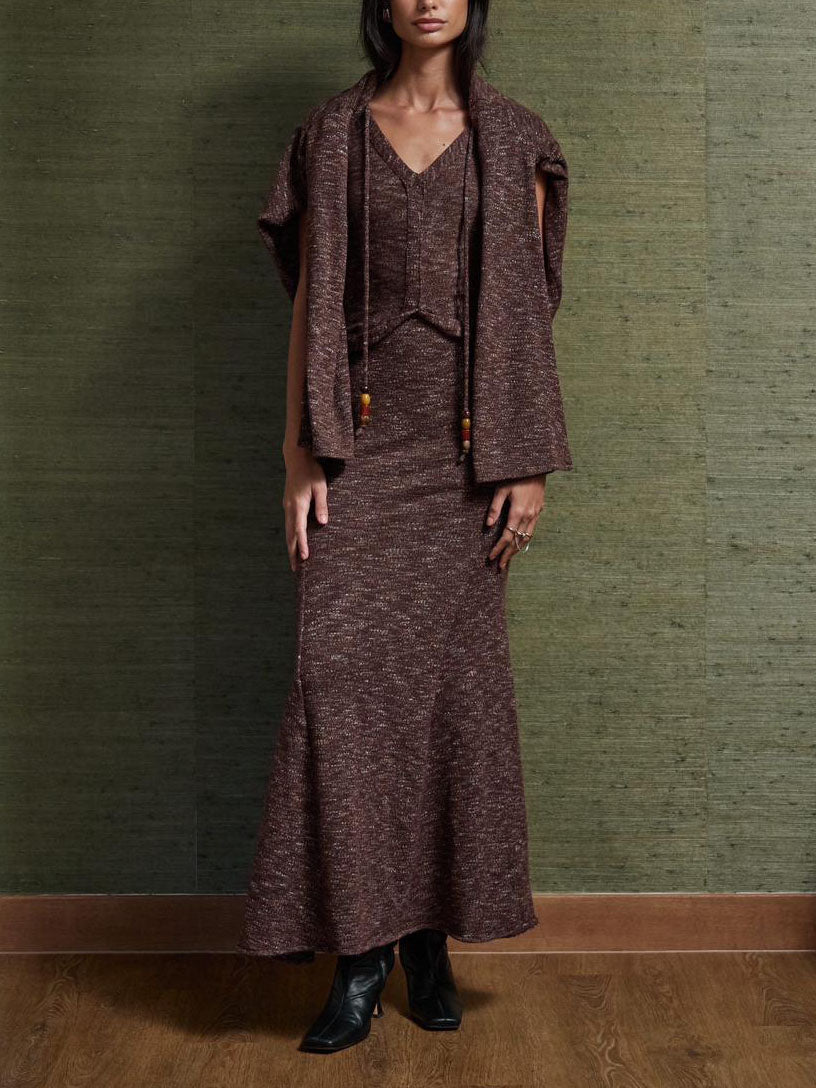 Casual Versatile Two-Piece Set Brown