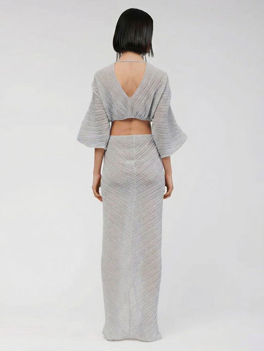Sexy Twist-Front Cut-Out Maxi Dress