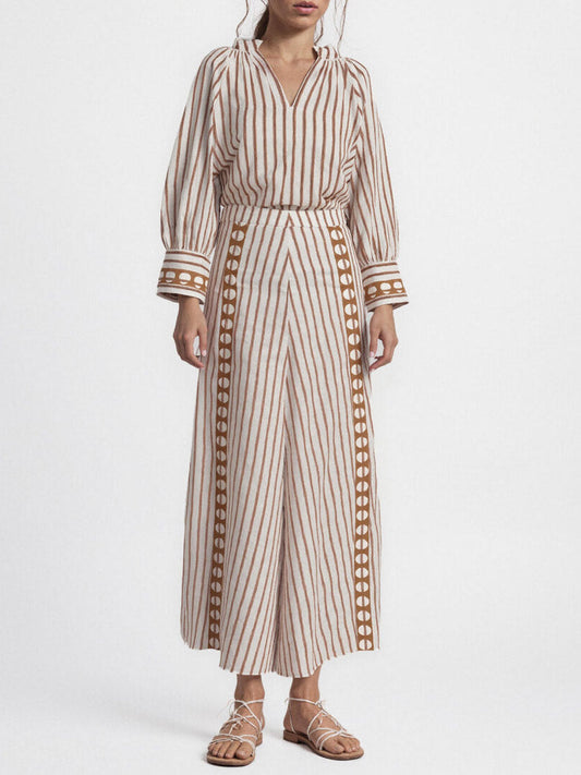 Elegant Striped Wide-leg Pants