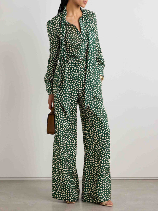 Retro Playful Bow Polka Dot Print Shirt