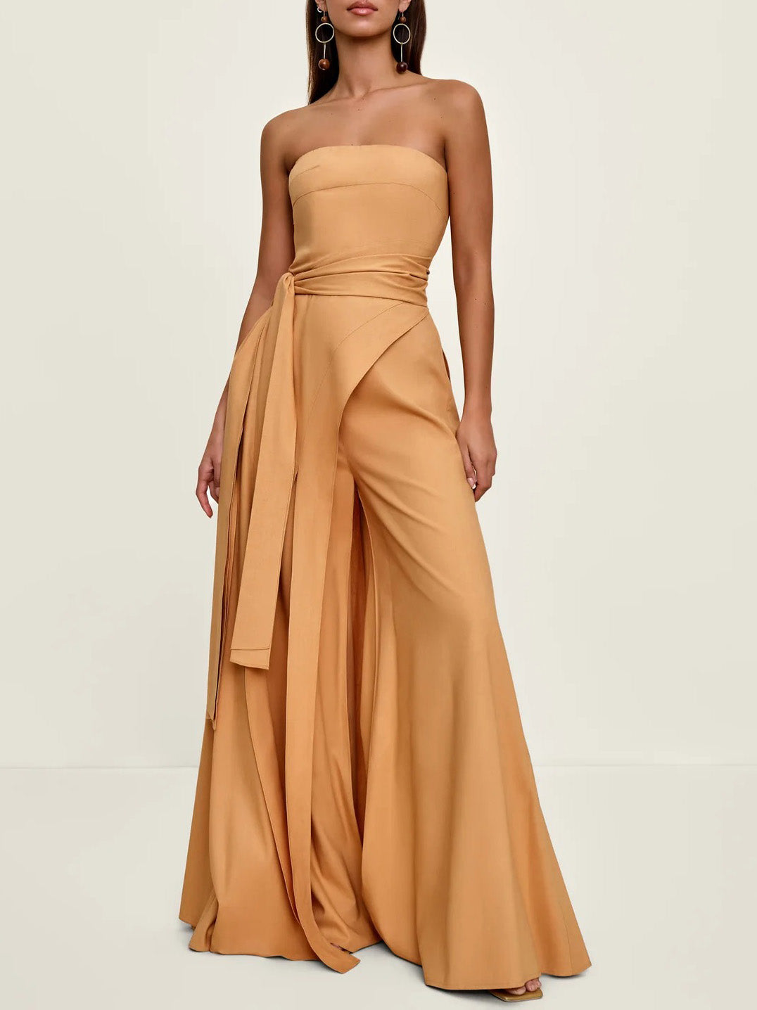 Elegant Off-the-shoulder Draped Irregular Long Top Yellow