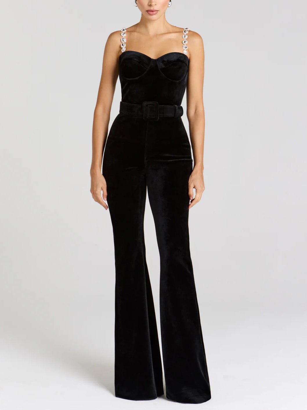 Elegant Velvet Black Jumpsuit Black