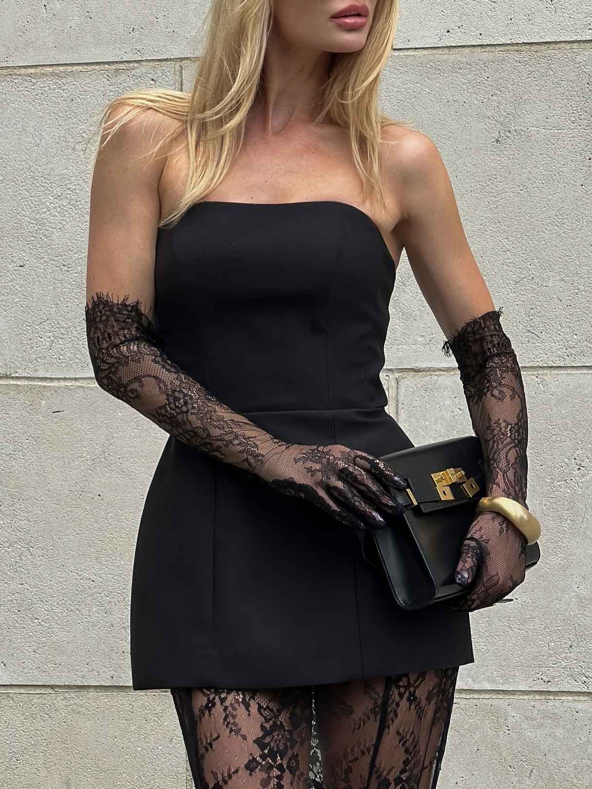 Elegant Strapless Bustier Slim-Fit Top Black