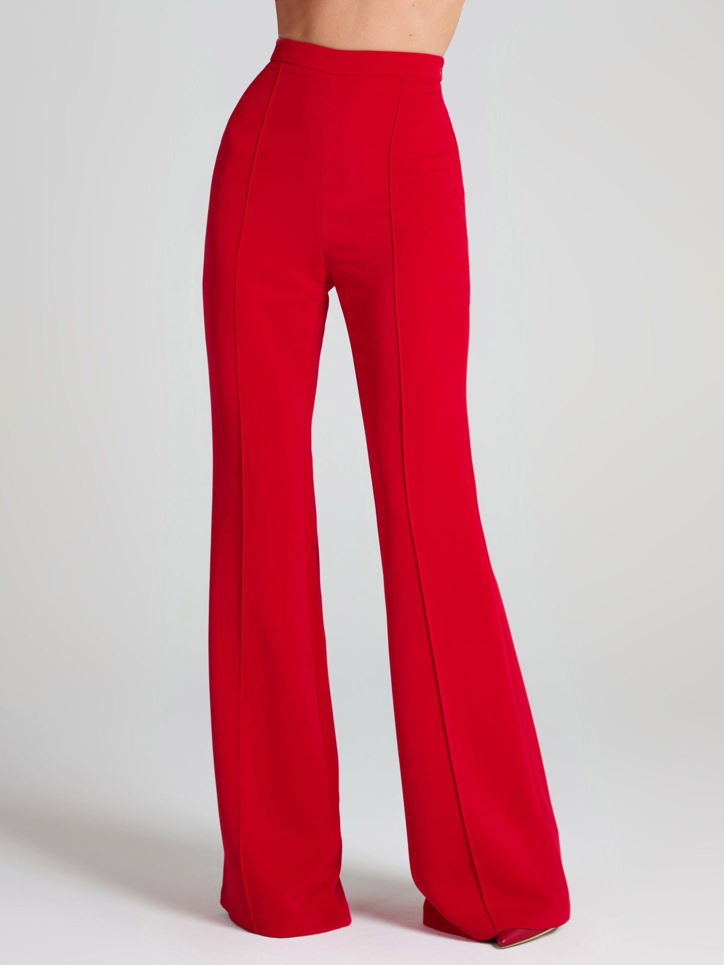Elegant Chic High-waisted Flared Pants Red
