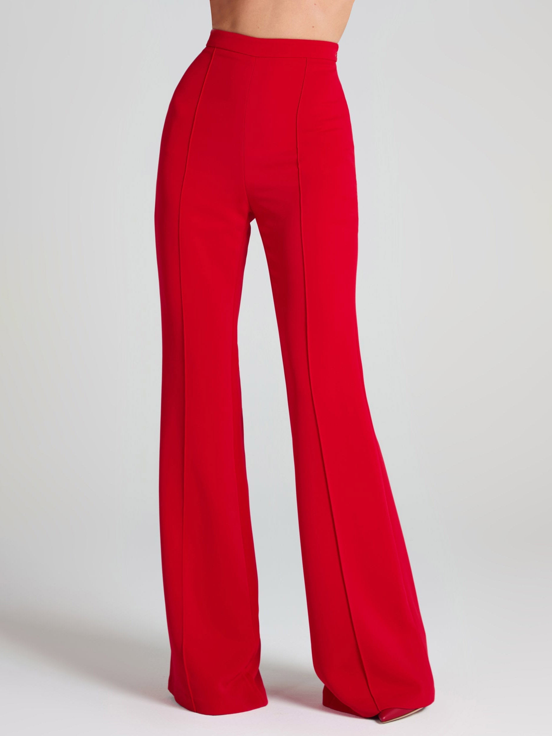 Elegant Chic High-waisted Flared Pants Red