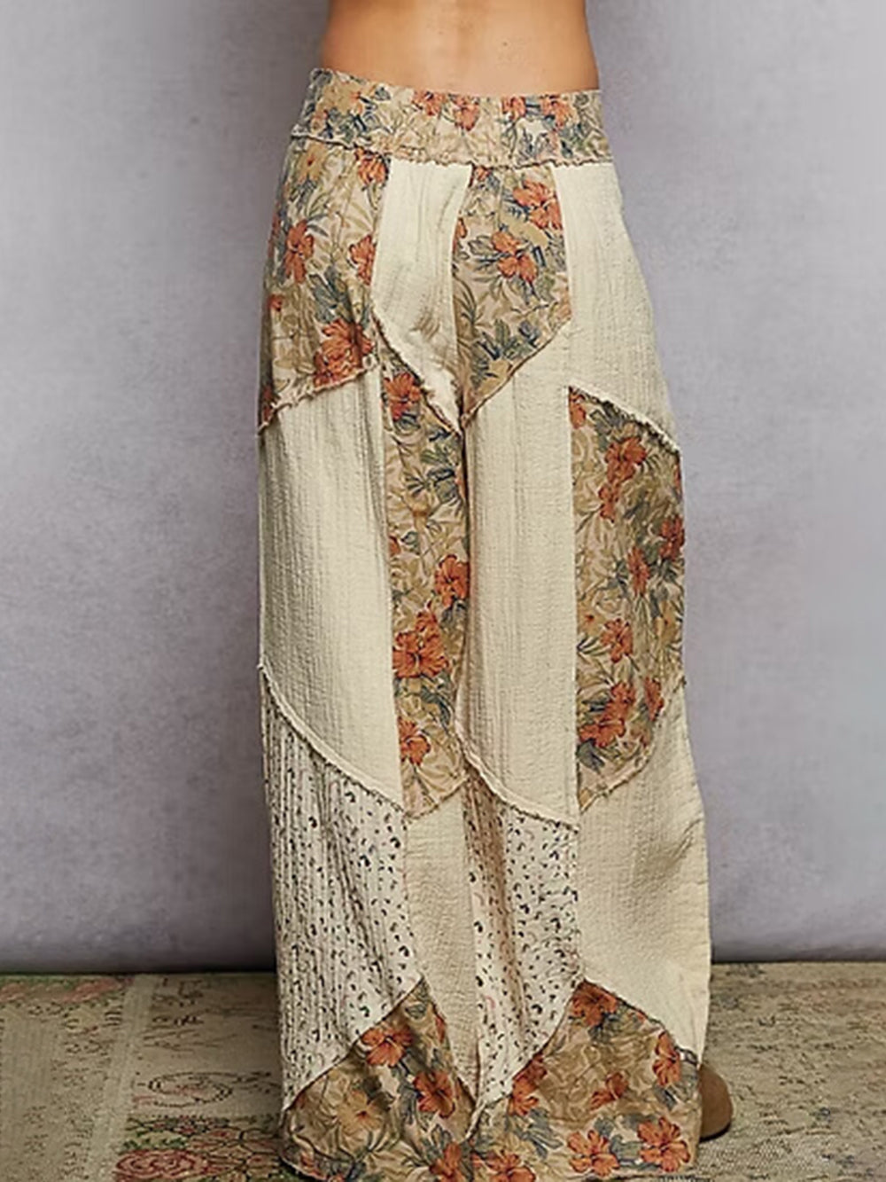 Bohemian Floral Patchwork Loose Button-Down Top