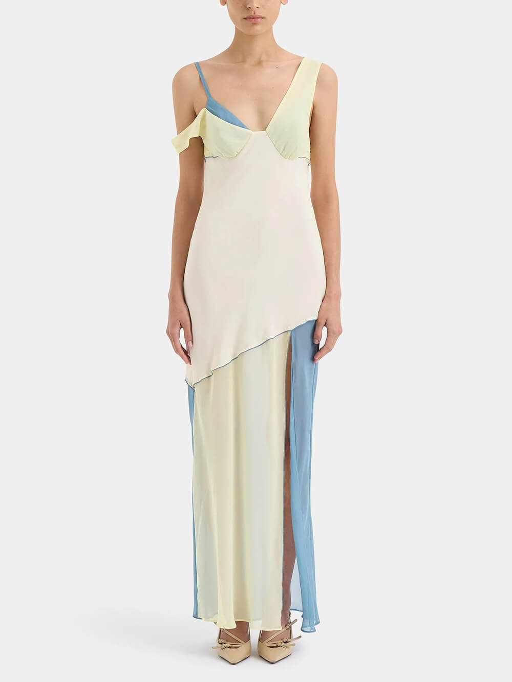 Elegant Thames Patchwork Maxi Dress White