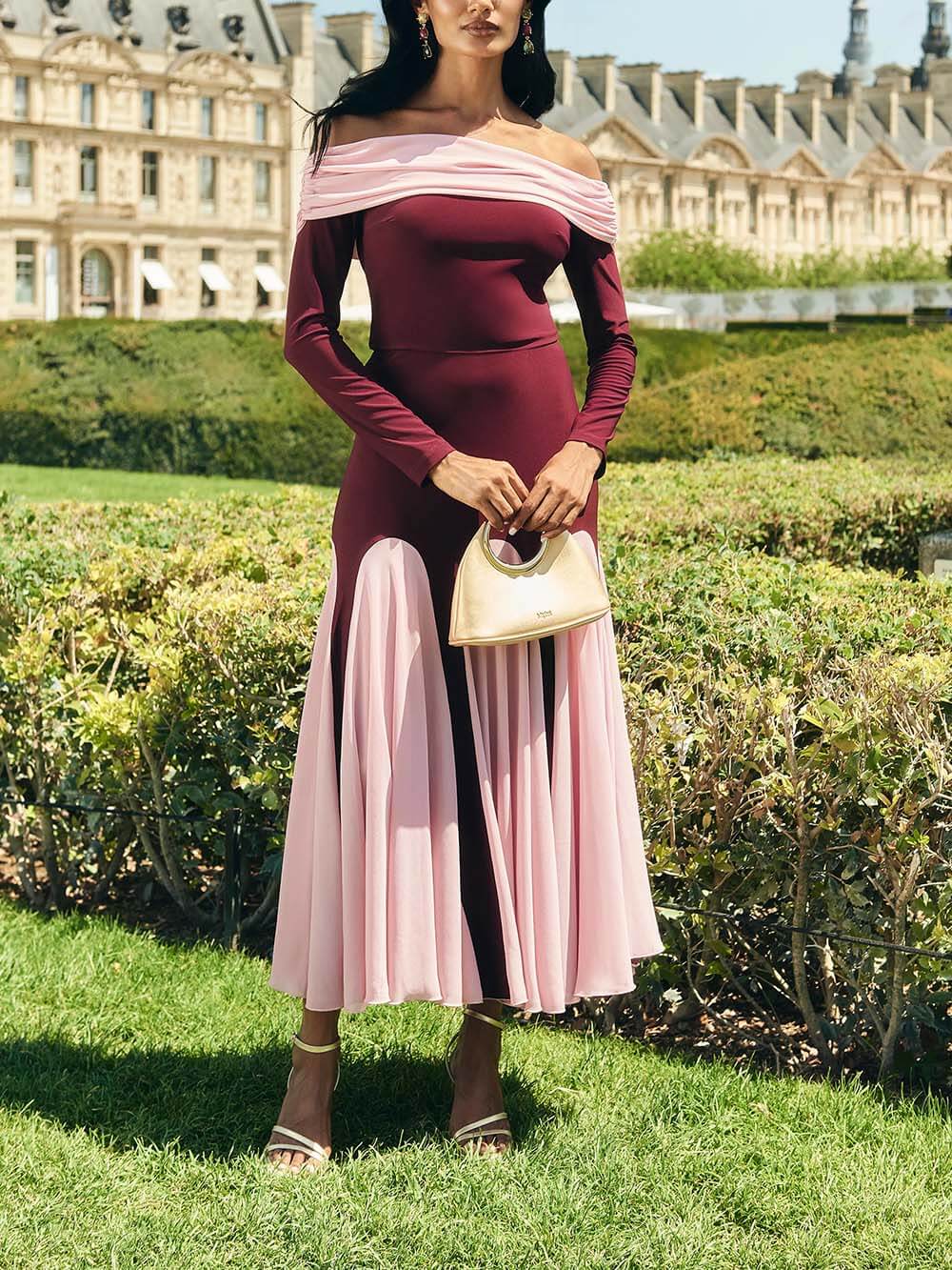 Elegant Mesh Two-Tone Panel Skirt